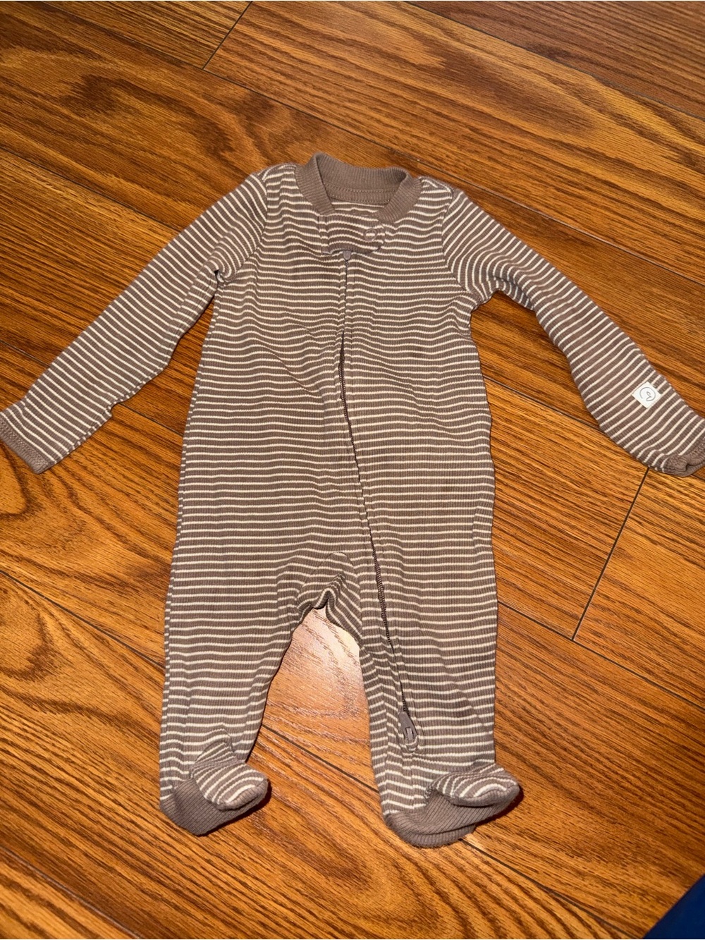 Striped Brown & Cream Footed One-Piece Pajama